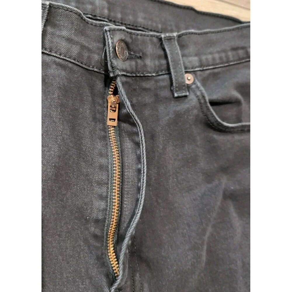 LEVI'S 505 MEN'S SIZE 36X30 BLACK LABEL BLACK JEANS STRAIGHT STRETCH EUC